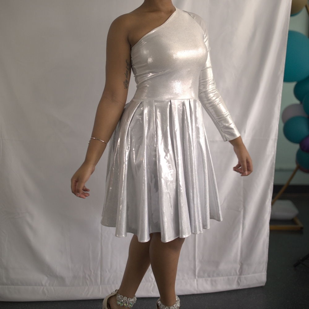 Silver one sleeve dress